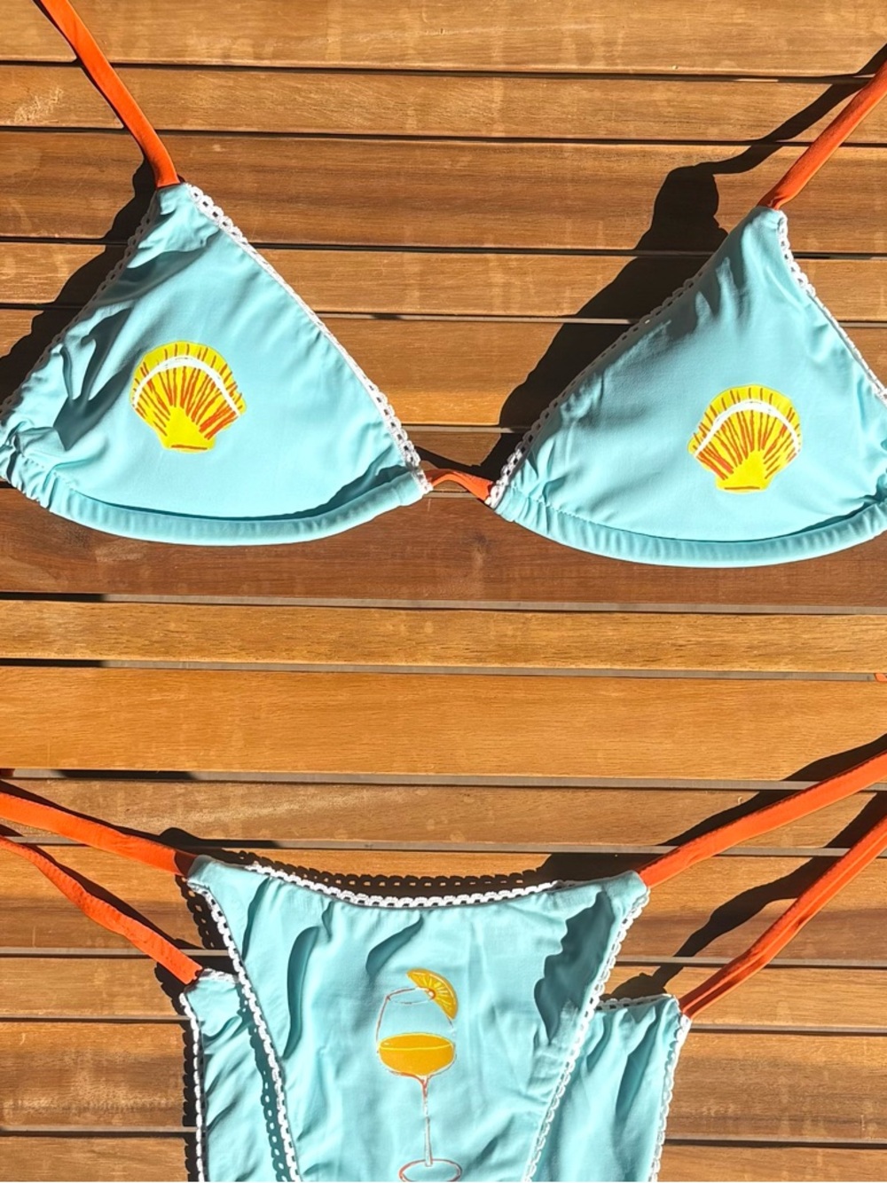 XS NWT Dippin' Daisy's Orange Sky Blue String Swim Bikini